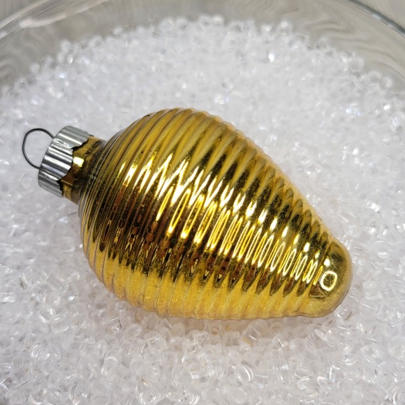 Shiny‎ Brite Gold Ribbed Chinese Lantern Mercury Glass Christmas Ornament Vtg 2 - Picture 2 of 9